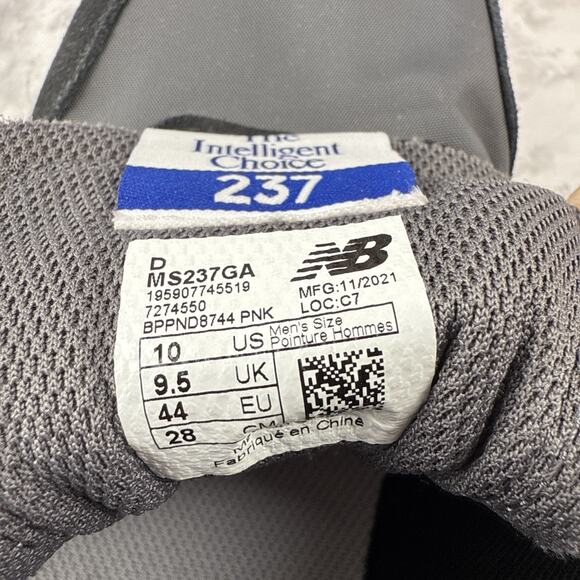 New Balance Classics 237v1 Sneakers Men Size 10 Black Magnet Gray Casual Comfort - Picture 9 of 9